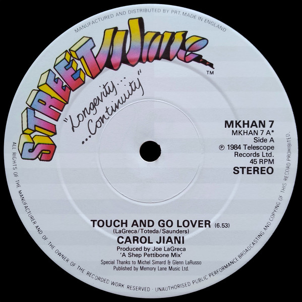 Cover Carol Jiani - Touch And Go Lover (12) Schallplatten Ankauf