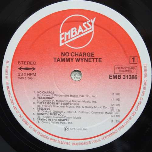 Cover Tammy Wynette - No Charge (LP, Album, Comp) Schallplatten Ankauf