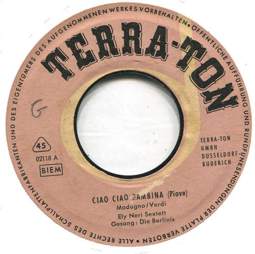 Cover Ely Neri Sextett - Die Berlinis / Kid Orbis Swingtett - Tommy Stone - Ciao, Ciao Bambina (Piove) / Sur Le Pont D'Avignon (Flexi, 7, Single) Schallplatten Ankauf