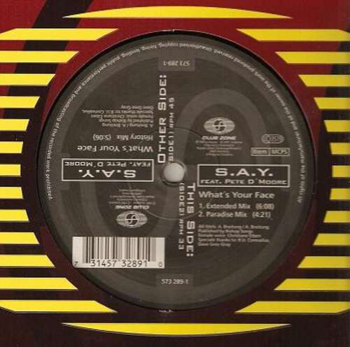 Bild S.A.Y. Feat. Pete D Moore* - What's Your Face (12, Maxi) Schallplatten Ankauf