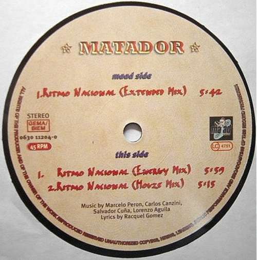 Cover Matador (23) - Ritmo Nacional (12) Schallplatten Ankauf