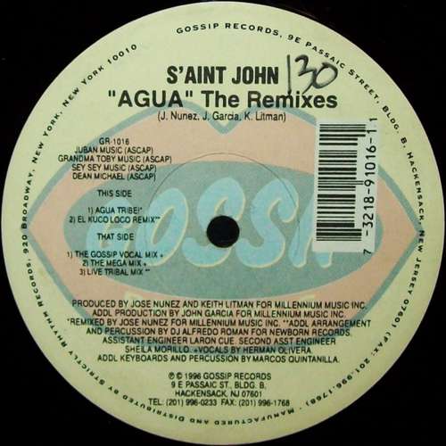 Cover S'aint John - Agua (The Remixes) (12, Ltd) Schallplatten Ankauf