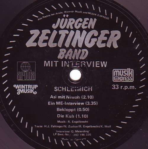 Bild Jürgen Zeltinger Band* - Schleimich / Mit Interview (Flexi, 7, S/Sided, Promo, Smplr) Schallplatten Ankauf