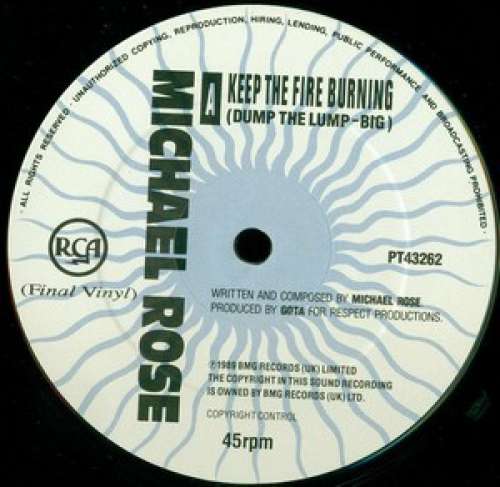 Cover Michael Rose - Keep The Fire Burning (Dump The Lump) (12) Schallplatten Ankauf