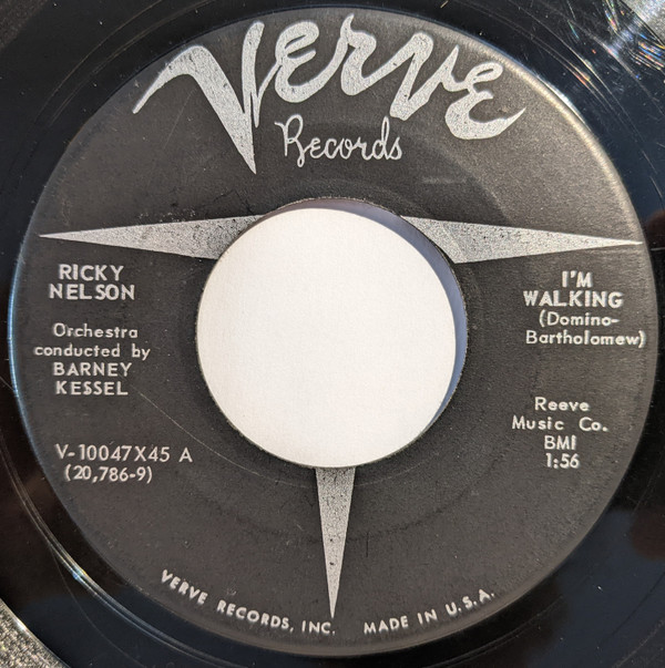 Cover Ricky Nelson (2) - I'm Walking / A Teenager's Romance (7, Single, Ind) Schallplatten Ankauf