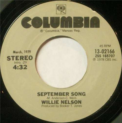 Cover Willie Nelson - September Song / On The Road Again (7, RE) Schallplatten Ankauf