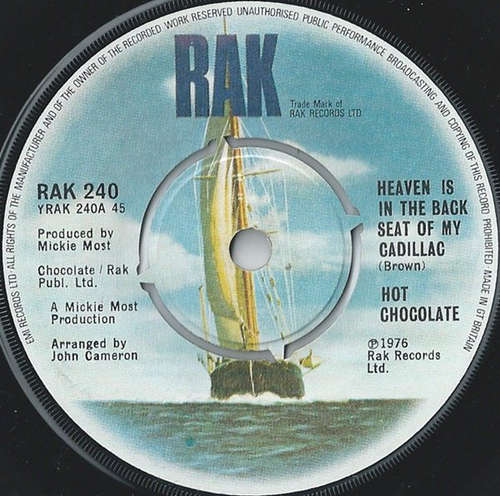 Cover Hot Chocolate - Heaven Is In The Back Seat Of My Cadillac (7, Single) Schallplatten Ankauf