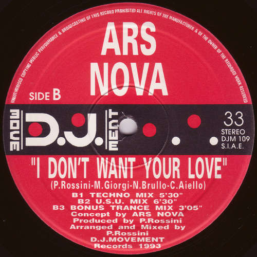 Cover Ars Nova - I Don't Want Your Love (12) Schallplatten Ankauf