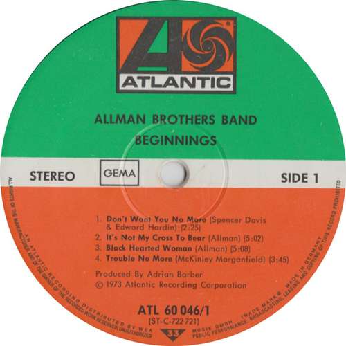 Cover Allman Brothers Band* - Beginnings (LP, Album, RE + LP, Album, RE + Comp, Gat) Schallplatten Ankauf