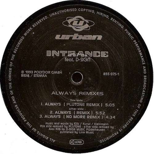 Cover Intrance Feat. D-Sign - Always Remixes (12) Schallplatten Ankauf
