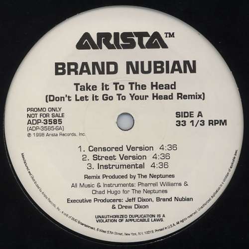 Cover Brand Nubian - Take It To The Head (Don't Let It Go To Your Head Remix) (12, Promo) Schallplatten Ankauf