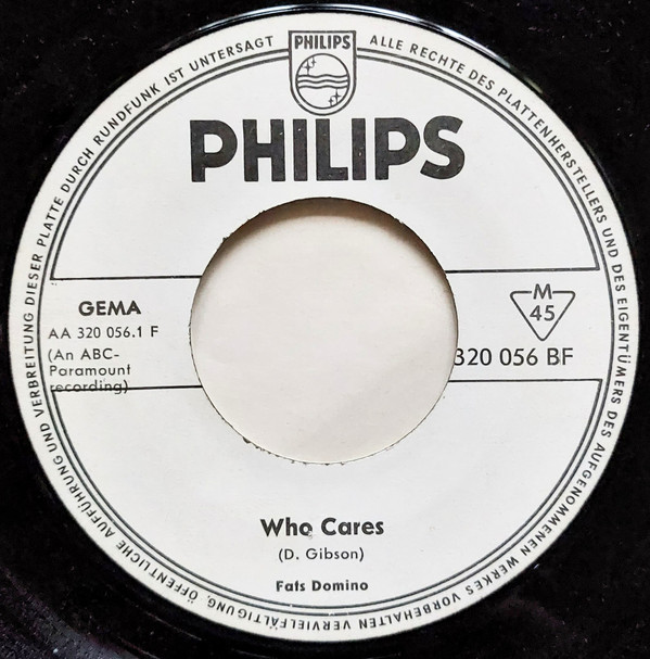 Cover Fats Domino - Who Cares / Just A Lonely Man (7, Single, Mono, Promo) Schallplatten Ankauf