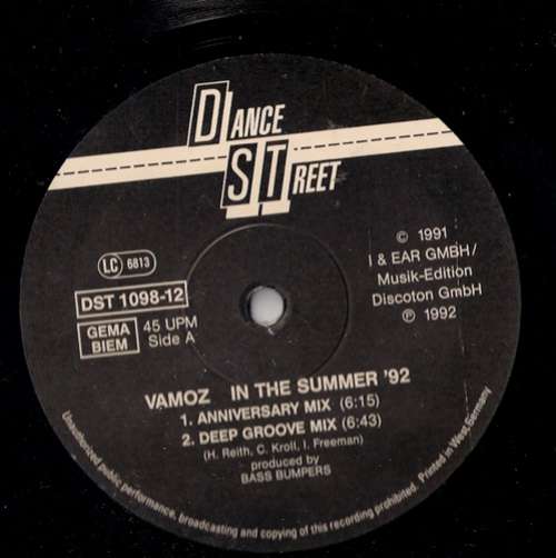 Cover Vamoz - In The Summer ('92 Anniversary Mix) (12) Schallplatten Ankauf