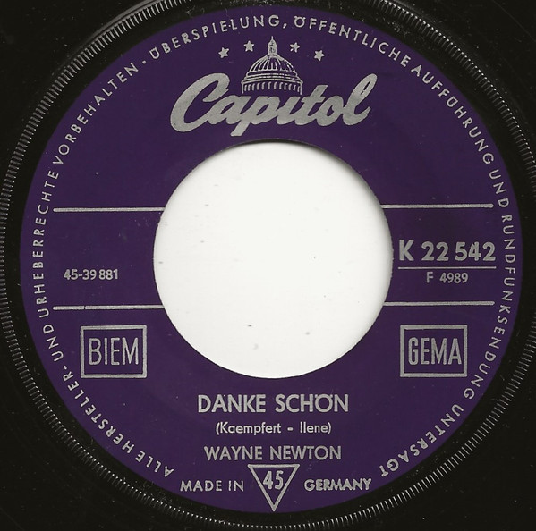 Cover Wayne Newton - Danke Schoen / Better Now Than Later (7, Single) Schallplatten Ankauf