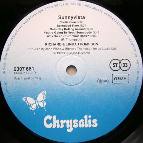Cover Richard & Linda Thompson - Sunnyvista (LP) Schallplatten Ankauf