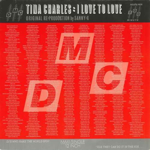 Cover Tina Charles - I Love To Love (Original Re>Production By Sanny-X) (12, Maxi) Schallplatten Ankauf
