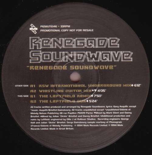 Cover Renegade Soundwave - Renegade Soundwave (12, Promo) Schallplatten Ankauf