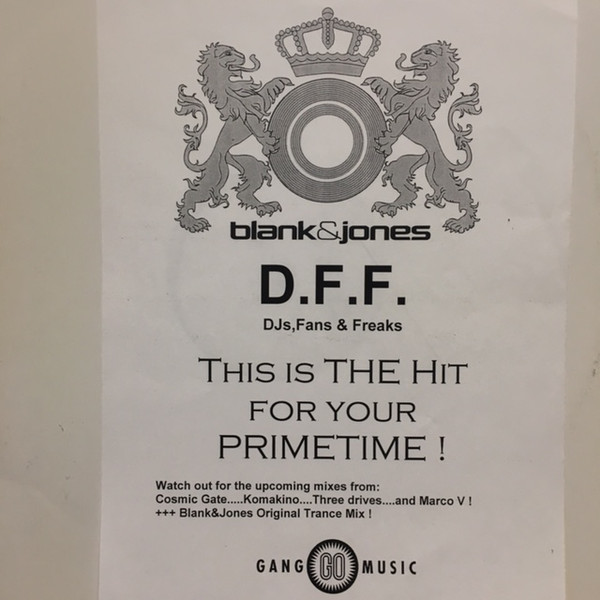 Cover Blank & Jones - DJs, Fans & Freaks (D.F.F.) (12, S/Sided, Promo, W/Lbl) Schallplatten Ankauf
