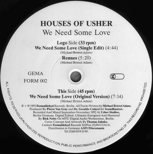 Cover House Of Usher - We Need Some Love (12) Schallplatten Ankauf