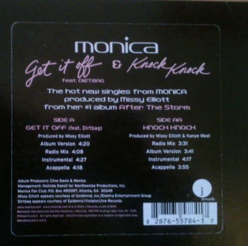 Cover Monica - Get It Off (feat. Dirtbag) / Knock Knock (12) Schallplatten Ankauf