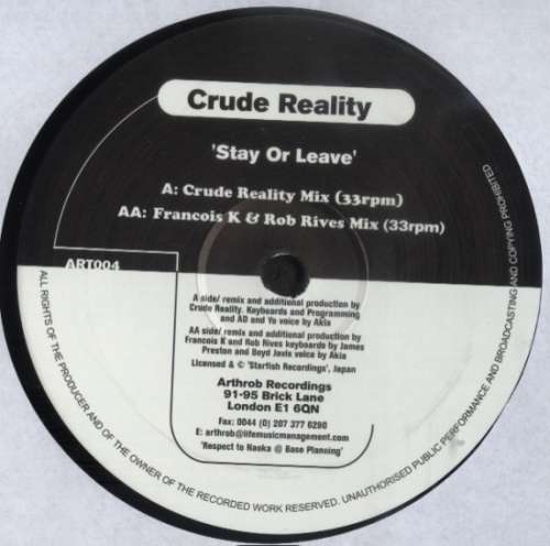Cover Crude Reality - Stay Or Leave (12) Schallplatten Ankauf