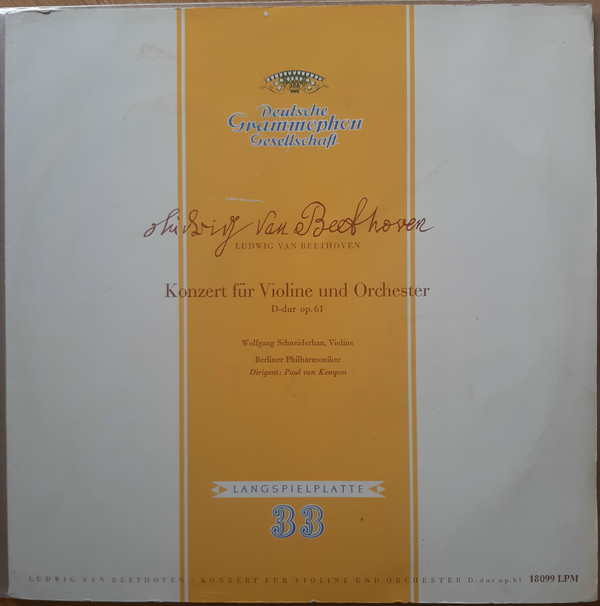 Bild Ludwig van Beethoven, Wolfgang Schneiderhan, Berliner Philharmoniker, Paul van Kempen - Konzert Für Violine Und Orchester D-dur Op. 61 (LP, Mono, RE) Schallplatten Ankauf