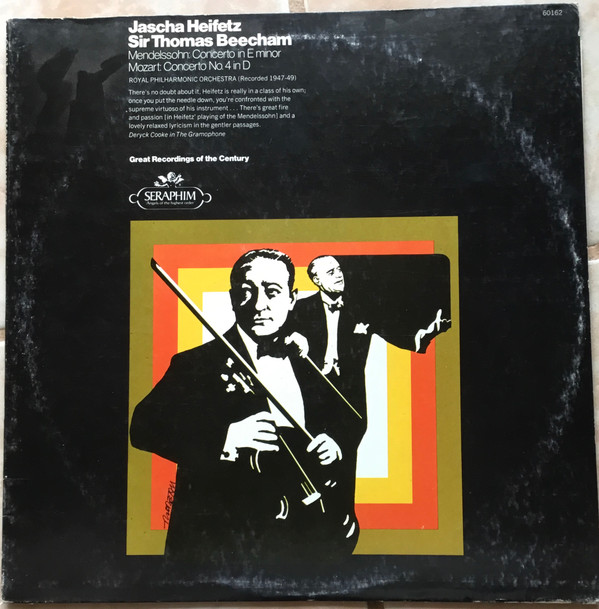 Cover Jascha Heifetz, Sir Thomas Beecham, Mendelssohn*, Mozart*, Royal Philharmonic Orchestra* - Concerto In E Minor / Concerto No. 4 In D (LP, Mono) Schallplatten Ankauf