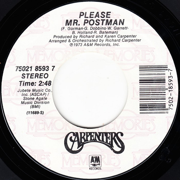 Cover Carpenters - Please Mr. Postman / Solitaire (7, RE, Styrene, Car) Schallplatten Ankauf