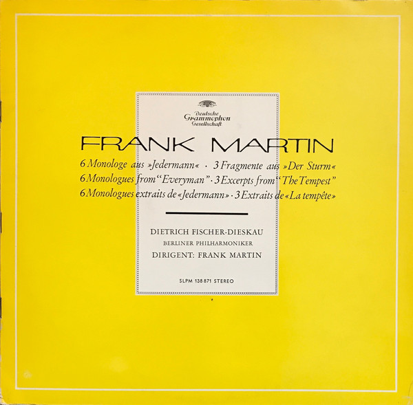 Cover Frank Martin (3), Dietrich Fischer-Dieskau, Berliner Philharmoniker - 6 Monologe Aus »Jedermann« • 3 Fragmente Aus »Der Sturm« (LP) Schallplatten Ankauf