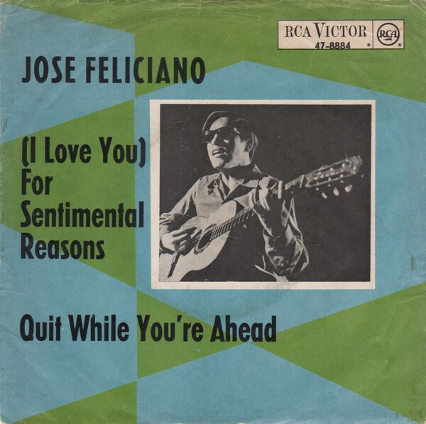 Cover José Feliciano - (I Love You) For Sentimental Reasons (7, Single, Mono) Schallplatten Ankauf