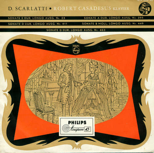 Cover D. Scarlatti* ● Robert Casadesus - Sonate, Longo Ausg. Nr. 23 - 395 - 411 - 449 - 463 (7, EP, Mono) Schallplatten Ankauf