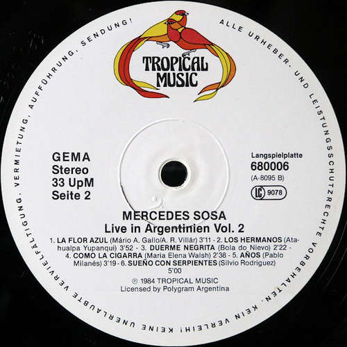 Mercedes Sosa Live In Argentinien Vol 2 Lp Vinyl Schallplatten Shop Buy24hours De buy24hours de