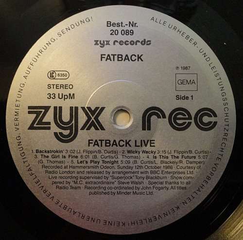 Cover Fatback* - Live (LP, Album) Schallplatten Ankauf