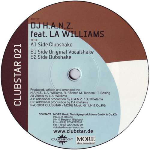 Cover DJ H.A.N.Z.* Feat. LA Williams* - Shake (12) Schallplatten Ankauf