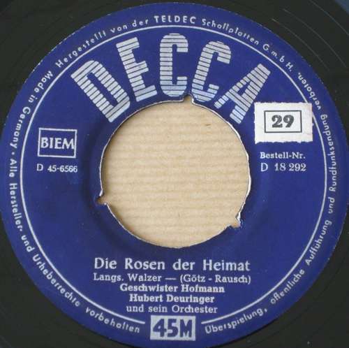 Cover Geschwister Hofmann (2) - Die Rosen Der Heimat / Im Fliederstrauch (7, Single) Schallplatten Ankauf