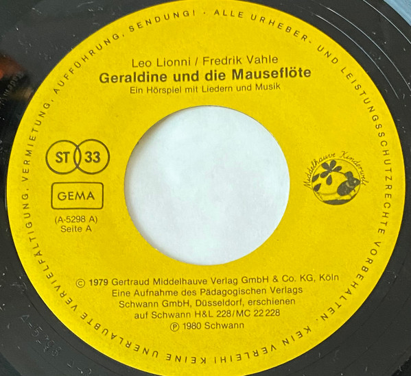 Cover Fredrik Vahle, Leo Lionni - Geraldine Und Die Mauseflöte (7) Schallplatten Ankauf