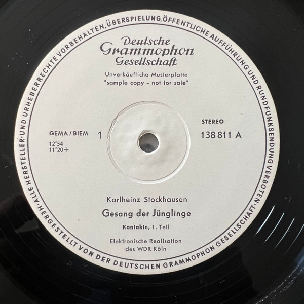 Cover Karlheinz Stockhausen - Gesang Der Jünglinge / Kontakte (LP, Promo) Schallplatten Ankauf