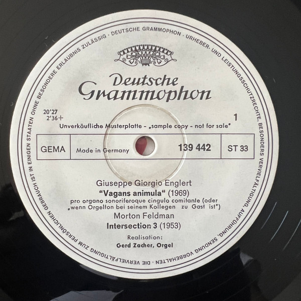 Cover Gerd Zacher - Giuseppe Giorgio Englert, Morton Feldman, Gerd Zacher, John Cage - Gerd Zacher, Orgel (LP, Album, Promo) Schallplatten Ankauf
