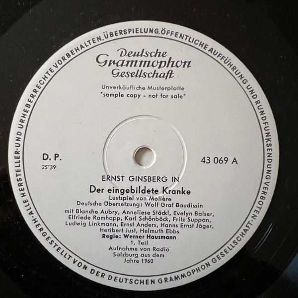 Cover Ernst Ginsberg - Der Eingebildete Kranke (LP, Promo) Schallplatten Ankauf