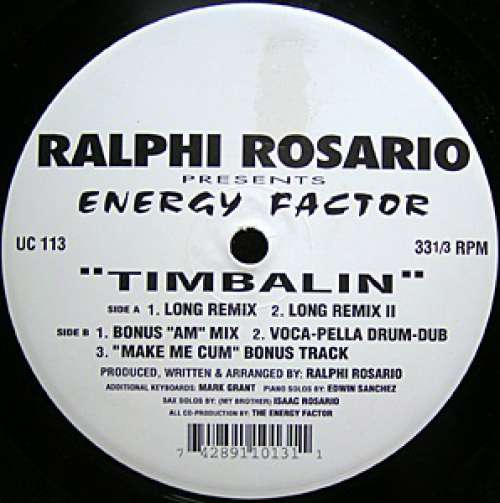 Cover Ralphi Rosario Presents Energy Factor - Timbalin (12) Schallplatten Ankauf