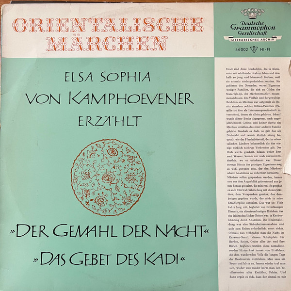 Cover Elsa Sophia Von Kamphoevener - Elsa Sophia Von Kamphoevener Erzählt Orientalische Märchen Erste Folge (LP) Schallplatten Ankauf
