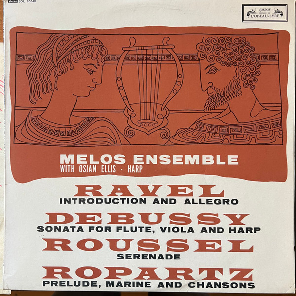 Cover Melos Ensemble*, Ravel* / Debussy* / Roussel* / Ropartz* - Introduction And Allegro / Sonata For Flute, Viola And Harp / Serenade / Prelude, Marine And Chansons (LP) Schallplatten Ankauf