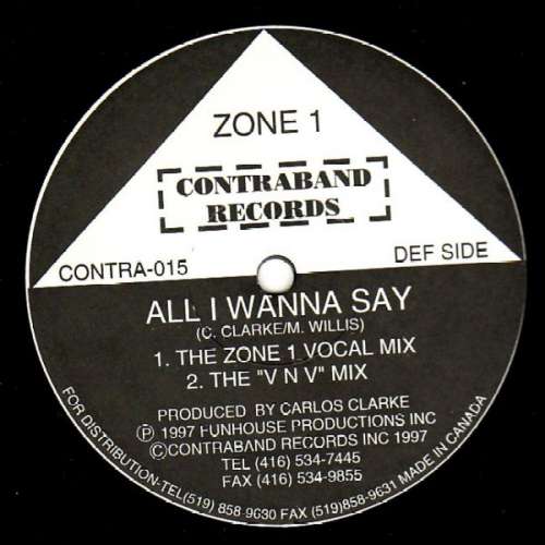 Cover Zone 1 (3) - All I Wanna Say (12) Schallplatten Ankauf