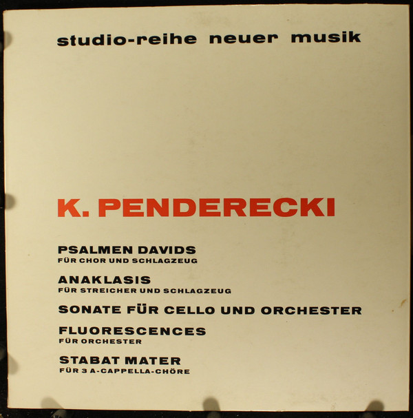 Bild K. Penderecki* -  Psalmen Davids ‧ Anaklasis ‧ Sonate Für Cello Und Orchester ‧ Fluorescences ‧ Stabat Mater (LP, Album) Schallplatten Ankauf