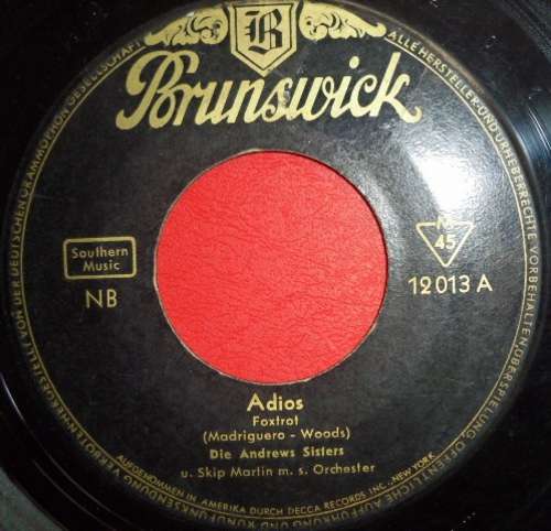 Cover Die Andrews Sisters* - Adios (7) Schallplatten Ankauf
