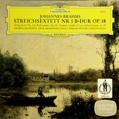 Cover Johannes Brahms – Amadeus-Quartett · Cecil Aronowitz · William Pleeth - Streichsextett Nr. 1 B-dur Op. 18 (LP) Schallplatten Ankauf