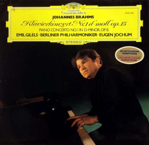 Cover Johannes Brahms – Emil Gilels · Berliner Philharmoniker · Eugen Jochum - Klavierkonzert Nr. 1 d-moll Op. 15 (LP, Gat) Schallplatten Ankauf