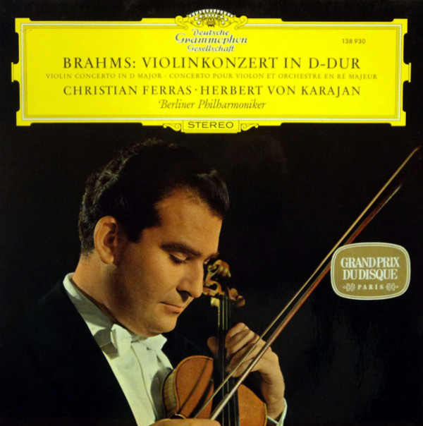 Cover Johannes Brahms — Christian Ferras · Herbert von Karajan - Berliner Philharmoniker - Konzert Für Violine Und Orchester D-Dur (LP, Album, RP) Schallplatten Ankauf