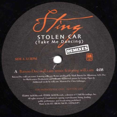 Cover Stolen Car (Take Me Dancing) Remixes Schallplatten Ankauf