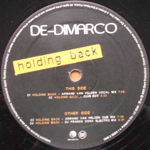 Cover De Dimarco - Holding Back (Includes The Remix By Armand Van Helden) (12) Schallplatten Ankauf